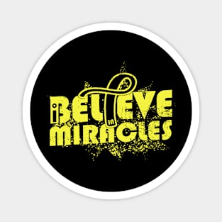 I Believe In Miracles Hydrocephalus Awareness Yellow Ribbon Warrior Support Survivor Magnet